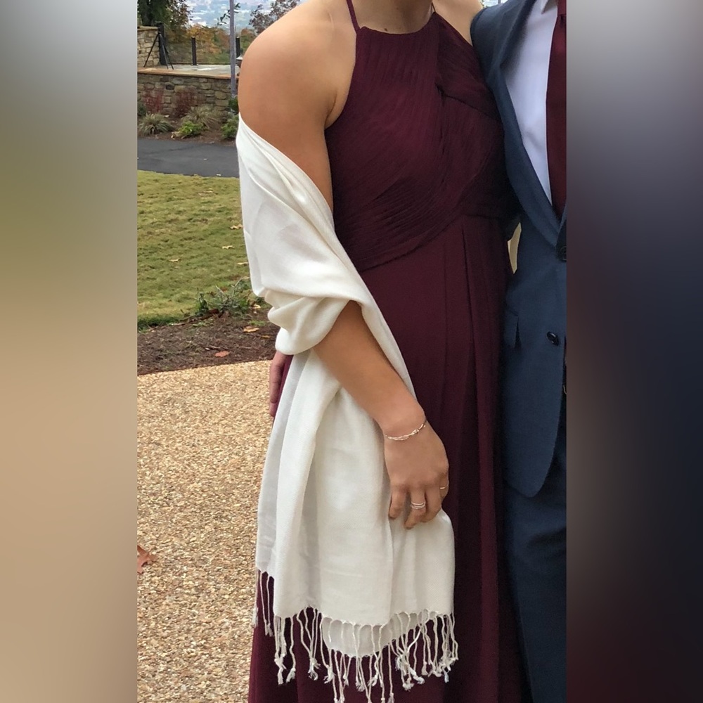 Azazie high neck burgundy bridesmaid dress